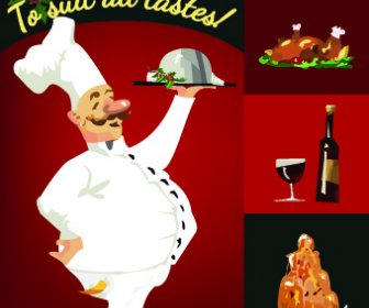 Funny Chef With Menu Template Vector