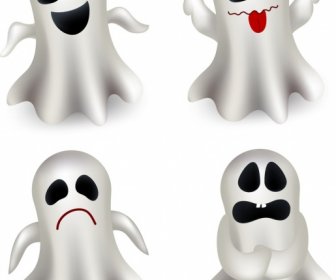 Funny Emoticon Collection White Ghost Icons