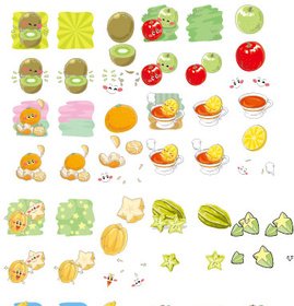 Vector De Iconos De La Expresión De Frutas Divertidas