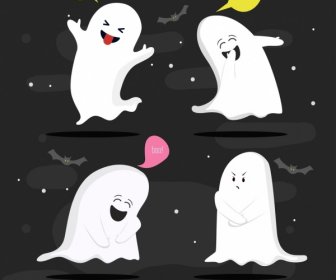 Funny Ghost Icons Cute Cartoon Design