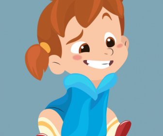 Engraçado Menina ícone Desenho Animado Esboço Personagem De Desenho Animado