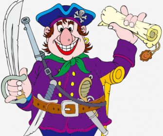 Grafikę Wektorową Kreskówka śmieszne Pirat