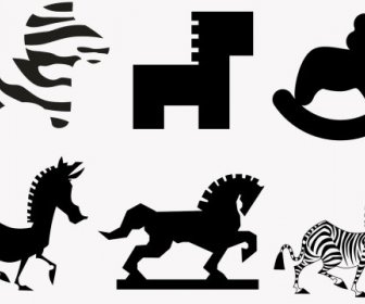 Funny Zebra With Horse Silhouette Vector