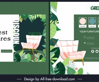 Furniture Brochure Template Leaves Chair Icons Decor