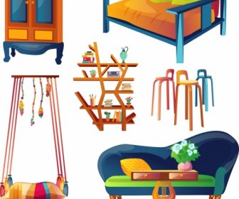Furniture Design Elements Colorful 3d Design