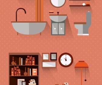 様々 な種類の家具のアイコン セット図