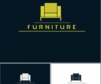 Desain Furniture Logotype Berbagai Berwarna Datar Gaya