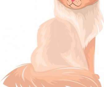 Furry Cat Icon Cute Cartoon Character Sketch