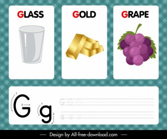 G Alphabet Educational Background Glass Gold Grape Sketch