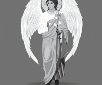 Gabriel Angel Icon Noir Blanc Dessin Animé Personnage Contour