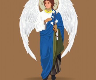 Gabriel Angel Islamic Icon Winged Lady Cartoon Character Design