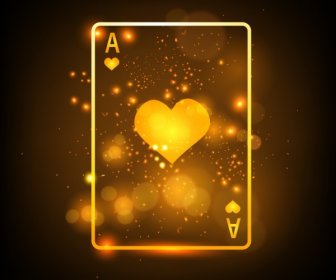 Gambling Card Background Sparkling Yellow Decoration Heart Icon
