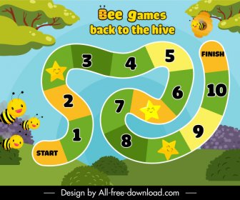 Latar Belakang Permainan Lucu Lebah Balapan Rute Sketsa