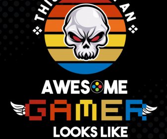 Gamer Tshirt Template Horror Skull Texts Decor