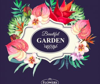 Garden Flower Frame Design Art Vector