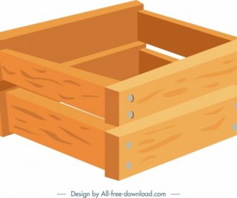 Gardening Work Background Wooden Crate Icon 3d Design