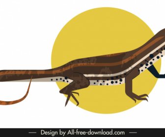 Icône Gecko De Couleur Foncée 3d Design Classique