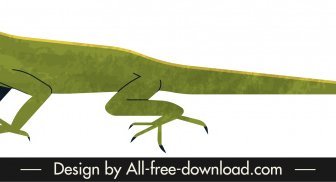 Gecko Reptil Hewan Ikon Hijau Dekorasi Kartun Desain