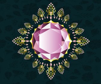 Gemstone Background Shiny Sparkling Diamond Icon