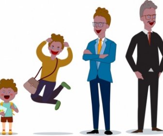 ícones De Homens Geração Conceito Fundo Meninos Personagens Dos Desenhos Animados