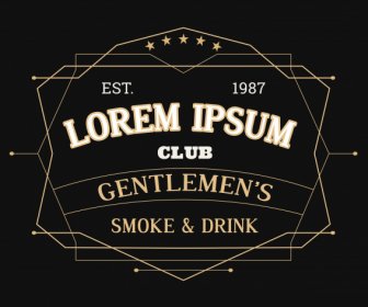 Gentleman Klub Logo Template Hitam Gelap Simetri Klasik