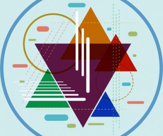 ícones De Triângulos Coloridos Círculos Plana Fundo Abstrato Geométrico
