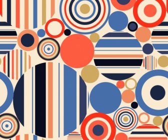 Geometric Abstract Pattern Colorful Flat Circles Decoration