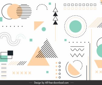 geometric background template bright colored flat shapes sketch
