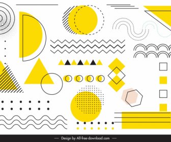 Geometric Background Template Colored Flat Handdrawn Sketch
