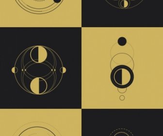 Geometrischen Hintergrund Vorlagen Kreise Dekor Dunkel Retro-design