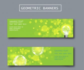Geometric Banners With Bokeh Green Background