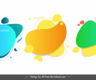 Geometric Decorative Elements Modern Colored Bright Deformed Shapes