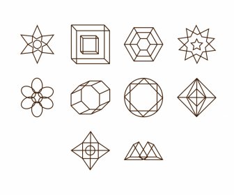geometric icon sets symmetric shapes outline