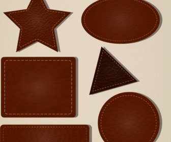 幾何学的なアイコン コレクション ブラウン レザー パターン装飾