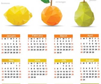 Geometrische Origami Obst Set15 Vektor Kalendervorlage