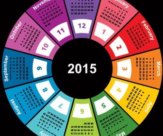 幾何形狀圓 Colorful15 向量日曆範本