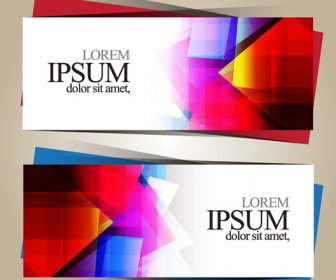 Geometric Shapes Colored Business Cards Vector