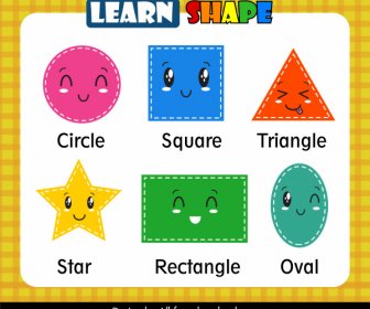 Geometric Shapes Education Template Colorful Cute Stylized Design