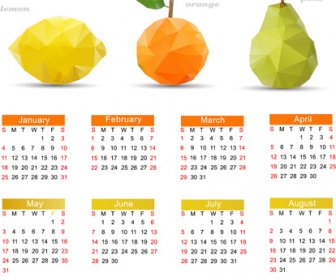 Geometrische Formen Früchte 15 Kalender Vektor