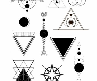 Tatuaggi Geometrici Modelli Bianco Bianco Forme Tradizionali Tradizionali