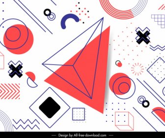 Geometrie Hintergrundvorlage Farbige Handgezeichnete Flache 3D-Skizze
