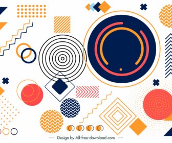 Geometry Background Template Colorful Flat Shapes Sketch