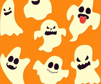 Ghost Background Funny Classical Icons White Orange Decor