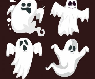 Ghost Icons Classical Shapes Dynamic Cartoon Characters