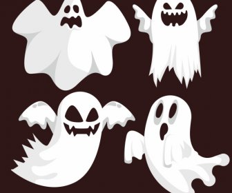 Ghost Icons Scary White Cloth Shapes