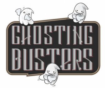 Ghosting Busters Banner Vorlage Dynamische Lustige Zeichentrickfiguren Skizze