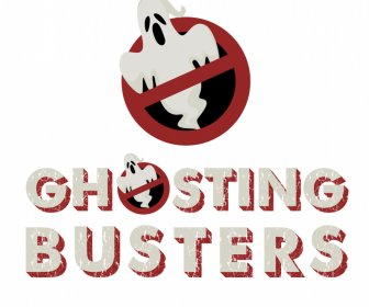 ghosting busters poster template retro design texts banning circle sign sketch