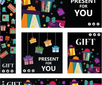 Gift Banners Sets Colorful Shapes Ornament