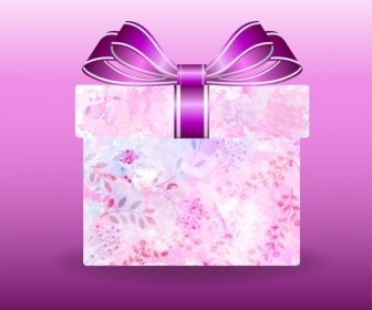Gift Box Background Flowers Ornament Violet Design