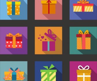 Gift Box Icons Collection Various Colorful Isolation
